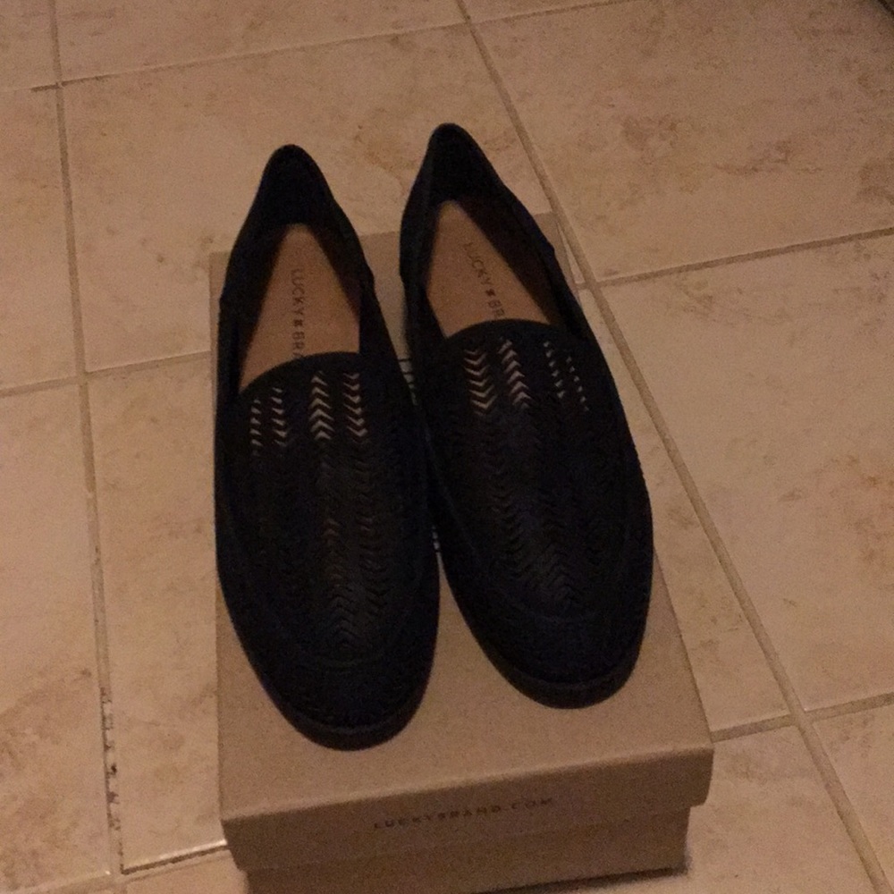 Lucky Brand Black Leather Loaders